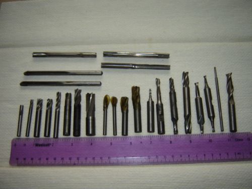 Machinist Tools lot of 25 end mill and dbl. end mill bits