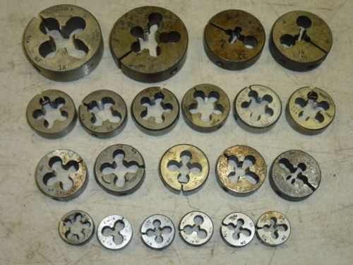 LOT of (21) ASSORTED THREADING DIES, RANGE 1/4&#034;-20 to 3/4&#034;-16