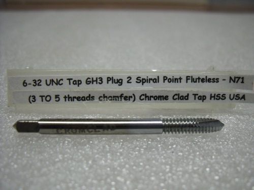 6-32 UNC Tap GH3 Plug 2 Spiral Point Fluteless Chrome Clad Tap HSS USA – NEW –N7
