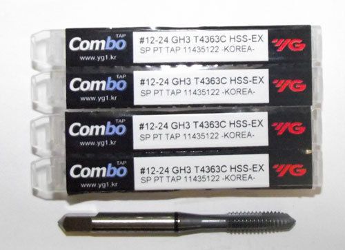 5pc 12-24 YG1 Combo Tap Spiral Point Taps for Multi-Purpose Coated