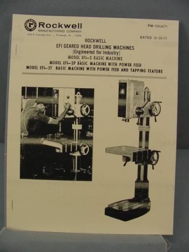 Rockwell EFI Geared Head Drilling Machine Operating Instructions Manual