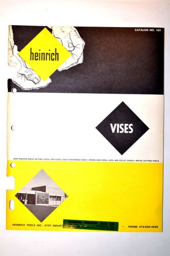 1969 HEINRICH VISE CATALOG  #RR687 parts list fixtures accessories air vise