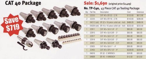 Techniks CNC Cat 40 Tooling Package 43 Pc Collet Chucks