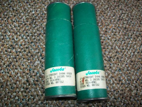 Two nos jacobs chuck arbor  3/4&#034; straight shank with no 3 jacobs taper for sale