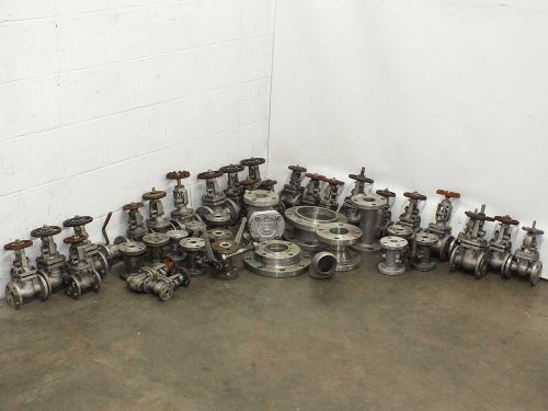 Powell Lot of 45  Stainless Steel Gates Valves and Fittings