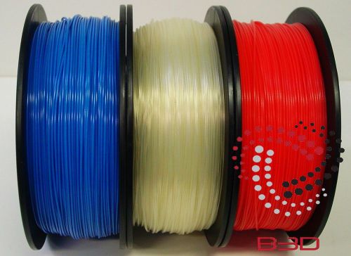 1.75 mm Filament 4 3D Printer. PLA BLUE, NATURAL &amp; RED BUNDLE SPOOLS