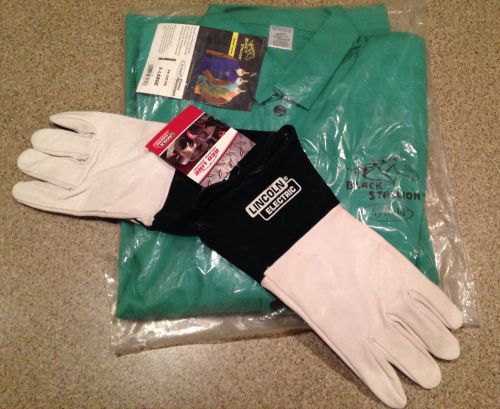 Black stallion torching &amp; welding jacket and gloves xl imca miller lincoln for sale