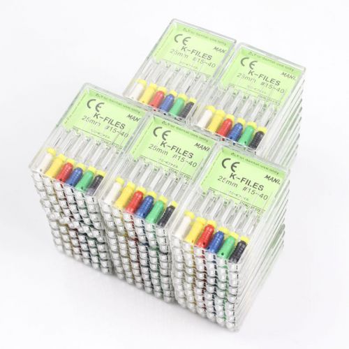 WHOLESALE 50 Boxes Mani K-Files 25mm #15-40 Stainless Steel Root Canal File