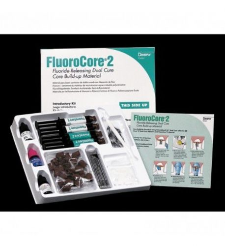 2 x dentsply fluorocore 2+ dual cure, core build-up material kit for sale