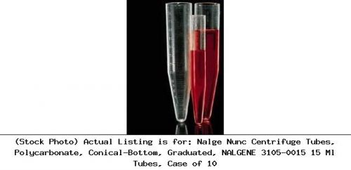 Nalge Nunc Centrifuge Tubes, Polycarbonate, Conical-Bottom, Graduated: 3105-0015