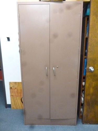 Large Brown Painted Metal Office/Laboratory Cabinets, with 4 shelves (C144)