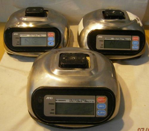 Lot of 3 - a&amp;d sk-2000wpz  stainless steel scales       *parts / repair* for sale