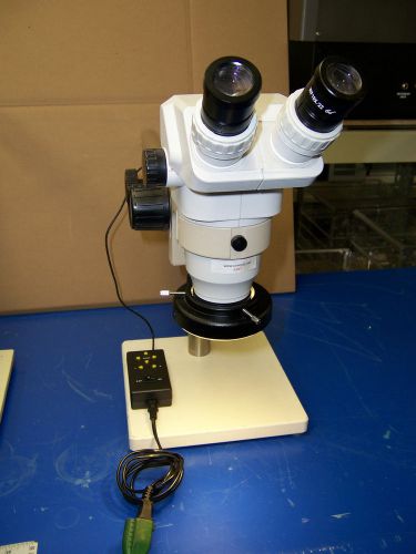 6387 microscope 0.67 - 4.5x zoom range on boom stand w/ led ring light for sale
