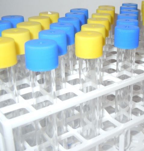 13 x 100mm Plastic test tubes with screw cap , 8ml volume, Food grade, Pk of 10