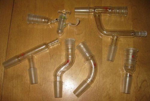 Glassware lab glass: misc 24/40 jointed distilling distillation adapter lot x6 for sale