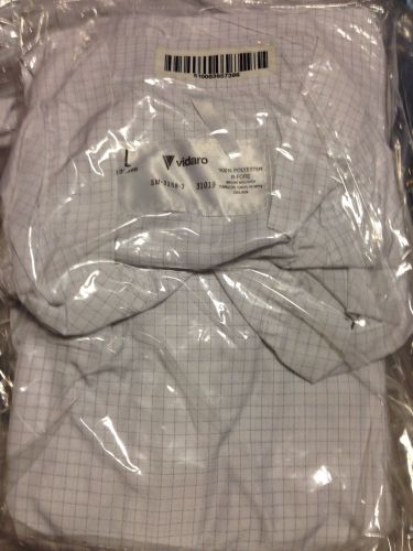 (1) vidaro esd cleanroom frock (smock) zipper and elastic cuff large lab coat for sale