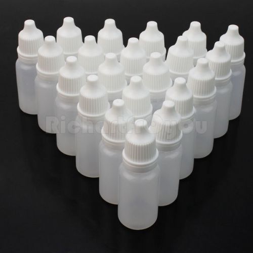50pcs 10ml Empty Squeezable Plastic Dropper Bottles Eye Liquid Screw Cap Lids