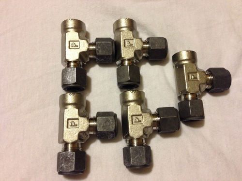 5 Parker CPI Female Run Tee 6-4-6 MBZ-SS 3/8&#034; Single Ferrule Tube Fitting 316SS