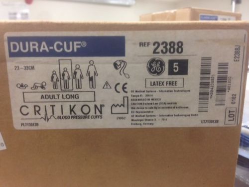 Case of 5 NEW GE Critikon Dura-Cuf BP Cuffs #2388 for Blood Pressure Adult Long