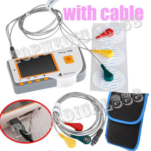 180b handheld electrocardiogram ecg ekg lcd+usb+carrier case+lead cable+wire for sale