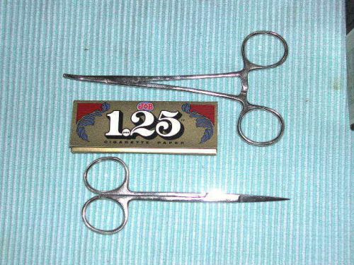 1977 smoking Set  5&#034; Curved Hemostat Clip  4&#034; trimmers  Job Rolling Papers