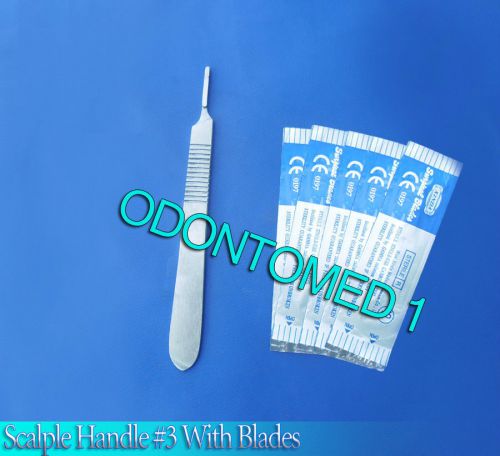 3 stainless steel scalpel handle #3 + 30 surgical sterile blades #10 #11 #15