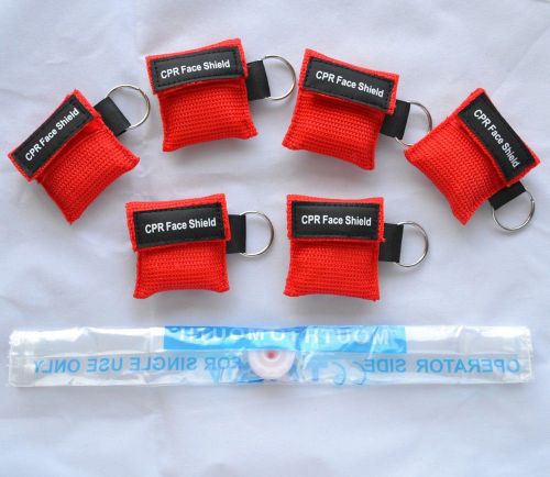 100 RED CPR MASK WITH KEYCHAIN CPR FACE SHIELD AED