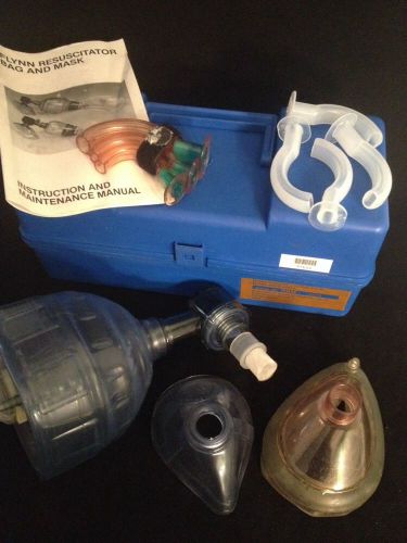 O-two flynn b.v.m. adult resuscitator kit w/bag, masks, airways &amp; case unit 1 for sale