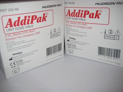 Addipak Unit Dose Vials 5mL Sterile 0.9% Solution Inhalation Therapy Sodium 2Box