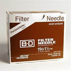 BD filter needle w/ 5 micron filter 19g 1.5