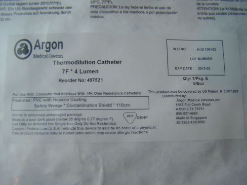 Lot of 2 Argon Medical Thermodilution Cath 7F 4 Lumen REF#497521 Exp-2015
