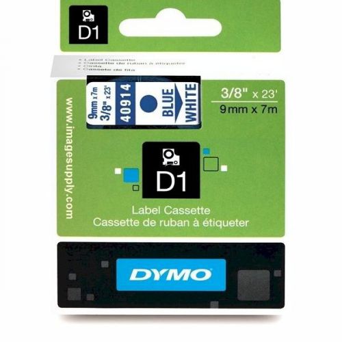Dymo 40914 label maker tape blue/white 3/8&#034; d1 tape for sale