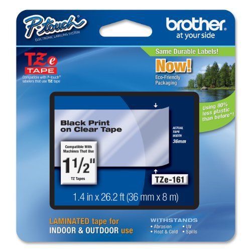 Brother printer tze161 laminated black on clear 1.5 in tape - retail for sale