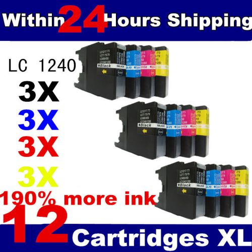 12 Compatible LC1240 / LC1280 Ink Cartridges for Brother Printers Black + Colour