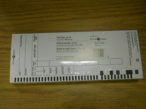 Time Cards - 100 pk barcoded  for Pyramid 4000 clock machine NEW Part#: PTR44100