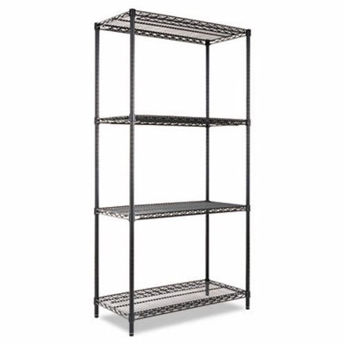 Alera wire shelving kit, 4 shelves, 36w x 18d x 72h, black (alesw503618bl) for sale
