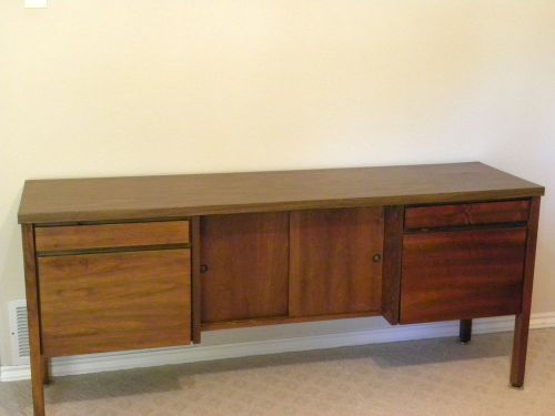 Office Furniture - Desk, Credenza &amp; 4-Drawer Metal File Cabinet