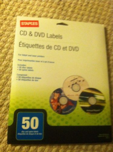 STAPLES 50 Pack. CD &amp; DVD Lable. Etiquettes De CD et DVD. (NEW )