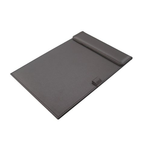 A4 Leather Paper File Folder Writing Pad Tablet Drawing with Pen Clip Brown