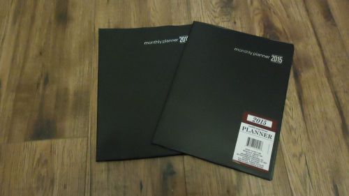 LOT OF 2 - 2015 MONTHLY PLANNERS LARGE CALENDARS ORGANIZERS - NEW BLACK
