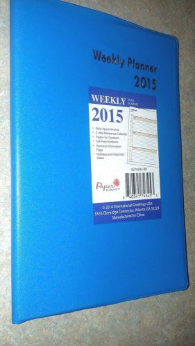 2015 WEEKLY PLANNER CALENDAR AGENDA APPOINTMENT BOOK BLUE PAPER CRAFT 7.5&#034; x 5&#034;