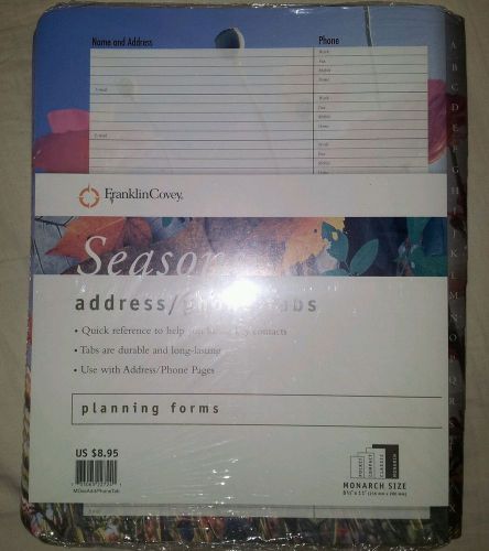 FranklinCovey Classic Seasons Address Phone insert tabs and pages New Monarch