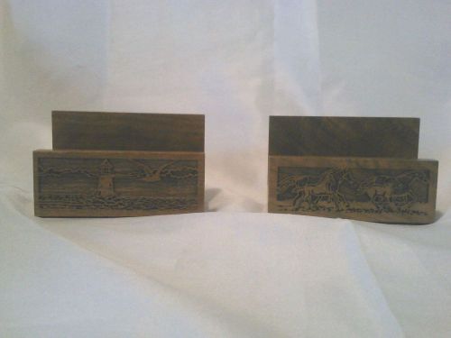 Lasercraft Laser Cut Engraved Walnut Wood Business Card Holder,Lighthouse,Horses