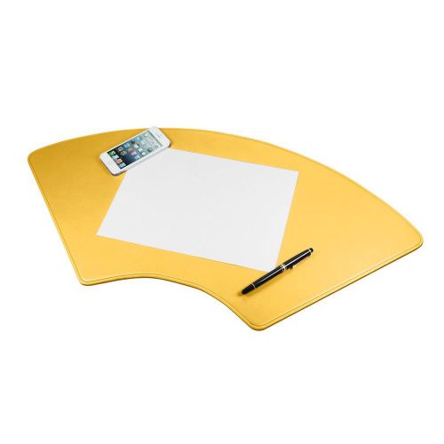 LUCRIN - Round Desk Pad 27.6x12.6 inches - Smooth Cow Leather - Yellow