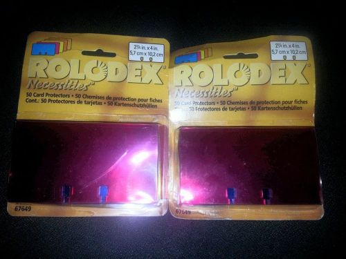 100 Rolodex Necessities Card Protectors Multi Colored Transparent 2 1/4 x 4 LOT
