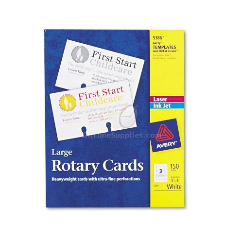 Avery white 3 x 5 large rotary cards labels #5386 50 sheets 3 cards per sheet for sale