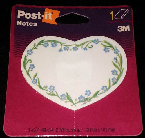 NEW! VINTAGE 1997 3M POST-IT NOTES &#034;FLOWER EDGED HEART&#034; MADE IN U.S.A. 40 SHEETS
