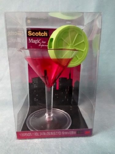 Scotch fashion tape dispenser office supplies paper tape martini glass lime new for sale