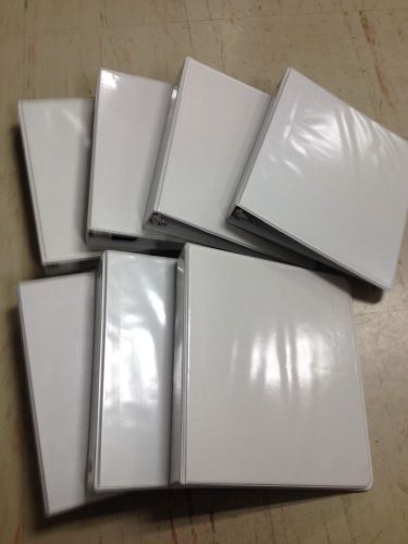 Used Lot of 7 white Binders 3-Ring Presentation D-Ring 1 1/2 inch lot 6