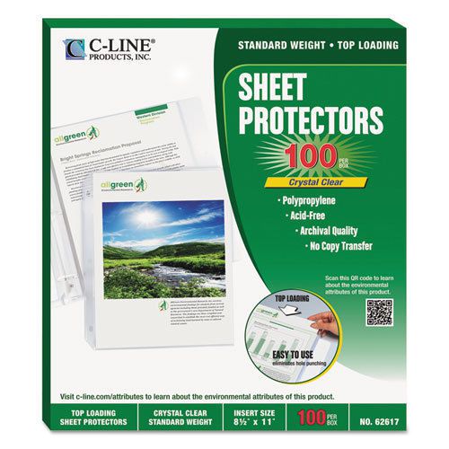 Sheet Protectors, Clear, Polypropylene, 11 x 8 1/2, 100/BX